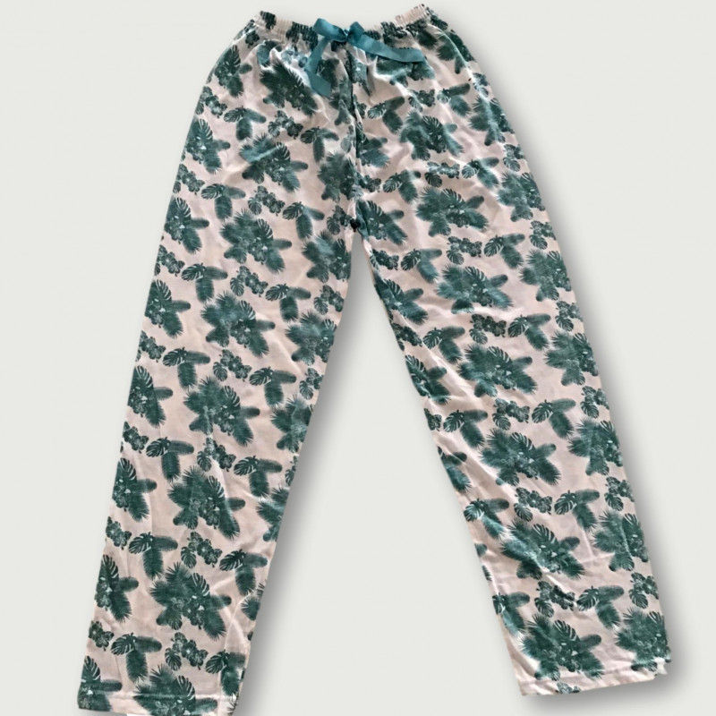 Pantalón pijama estampado algodón 100%, Green Feather