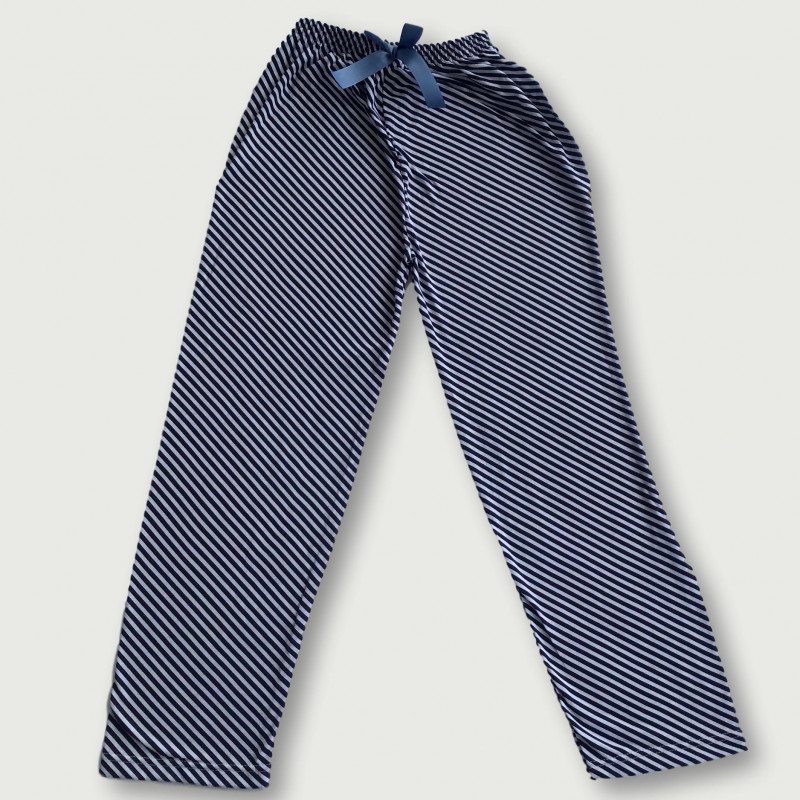 Pantalón pijama estampado algodón 100%, blue and white stripe