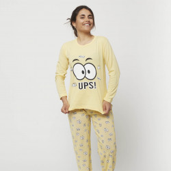 Pijama barato mujer primavera estampado algodón 100% UPS YELLOW