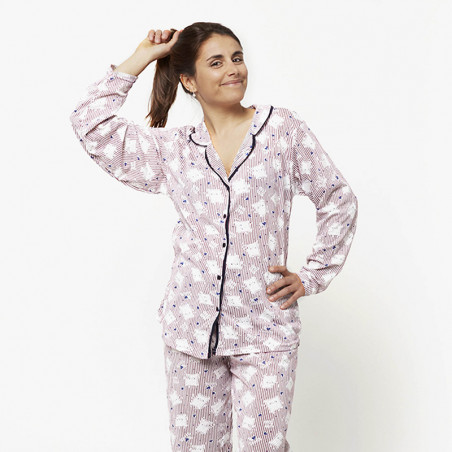 Pijama chaqueta de algodón 100%, Modelo ROMA,