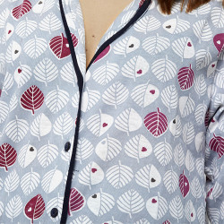 Pijama chaqueta de algodón 100%, Modelo VERONA, detalle de los botones