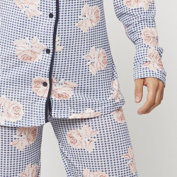 Pijama chaqueta de algodón 100%, Modelo TRIESTE, detalle mangas