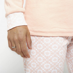 Pijama de mujer de algodón peinado 100% de la mejor calidad, QUEEN, detalle puño y pantalón