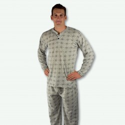 Pijama hombre gris claro con fondo dibujo negro, modelo Kali