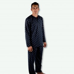 Pijama hombre gris claro con fondo dibujo negro, modelo ANETO