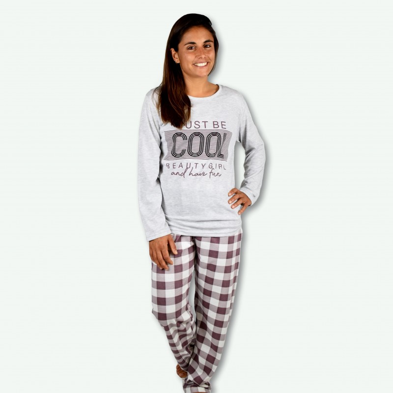 Pijama estampando de mujer otoño invierno, modelo cool grey