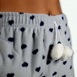 Pantalón pijama polar mujer estampado, detalle de los pompones