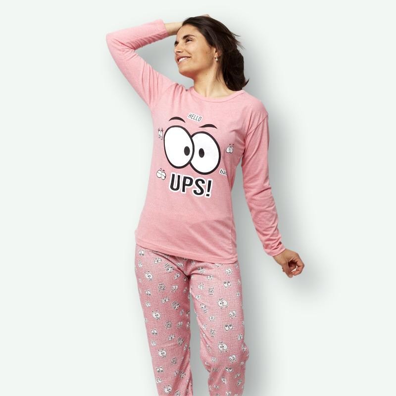 Aleta vértice vaso Pijama barato mujer primavera estampado algodón 100% UPS PINK