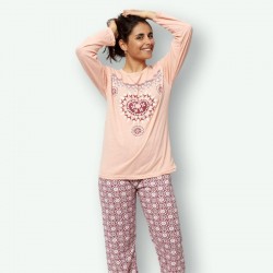 Pijama barato mujer primavera estampado algodón 100% Mod. ETNICO