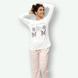 Pijama barato mujer primavera estampado algodón 100% Mod. MARIPOSAS
