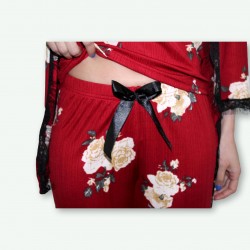 Pijama chaqueta primavera de tres piezas modelo, MONTREAL, detalle de la cintura