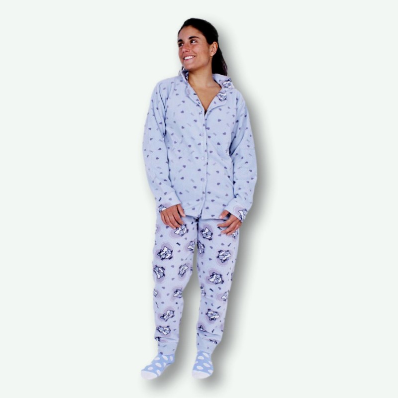 Pijama mujer polar, chaqueta y pantalón, muy suave Modelo RENO