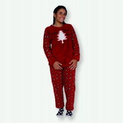 Pijama mujer bordado de invierno, tejido polar, Modelo PINE
