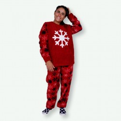 Pijama mujer bordado de invierno, tejido polar, Modelo STAR