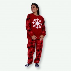 Pijama mujer bordado de invierno, tejido polar, Modelo STAR