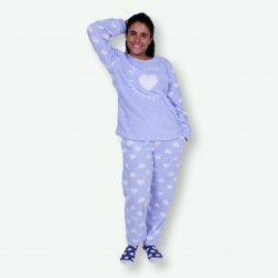 Pijama mujer bordado de invierno, tejido polar, Modelo SELF LOVE