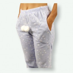 Pantalón pijama polar mujer estampado, detalle del ponpon