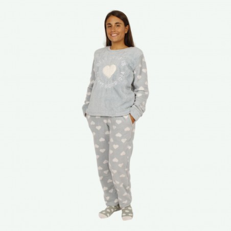 Pijama mujer bordado de invierno, tejido polar, Modelo IDEA