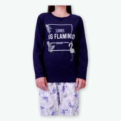 Pijama mujer primavera verano modelo FLAMINGO, detalle del dibujo