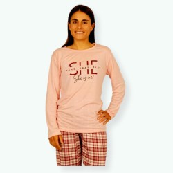 L103 -Pijama mujer algodón 100% Modelo SHE detalle estampado