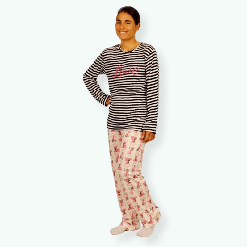 L108 -Pijama mujer algodón 100% Modelo LOVE STRIPES