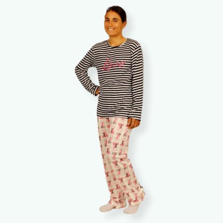 L108 -Pijama mujer algodón 100% Modelo LOVE STRIPES