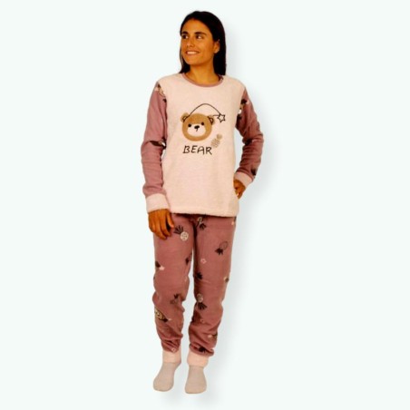 P55 -Pijama mujer polar bordado Modelo BEAR