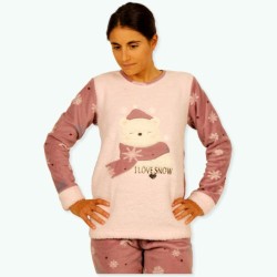 P56 -Pijama mujer polar bordado Modelo LOVE SNOW