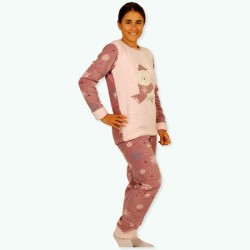 P56 -Pijama mujer polar bordado Modelo LOVE SNOW