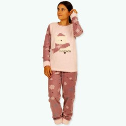 P56 -Pijama mujer polar bordado Modelo LOVE SNOW