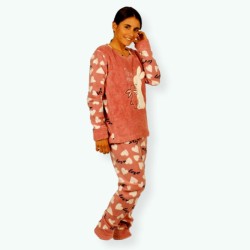 P57 -Pijama mujer polar bordado Modelo LOVE RABITS