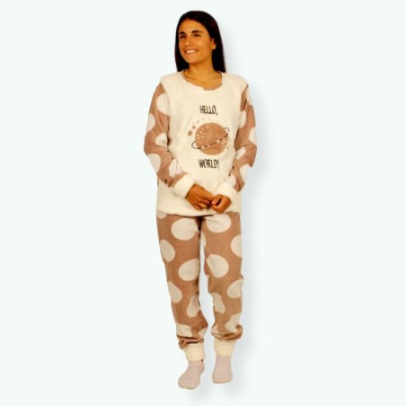 P60 -Pijama mujer polar bordado Modelo world