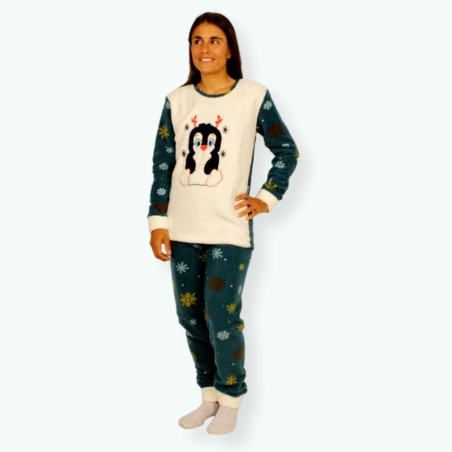 P62 -Pijama mujer polar bordado Modelo PENGUIN