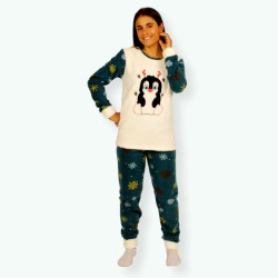 P62 -Pijama mujer polar bordado Modelo PENGUIN
