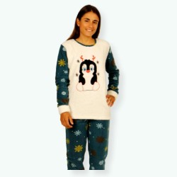 P62 -Pijama mujer polar bordado Modelo PENGUIN