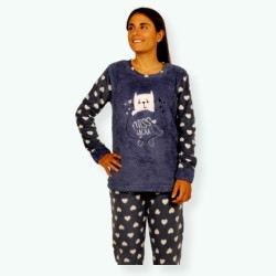 P63 -Pijama mujer polar bordado Modelo MISS YOU