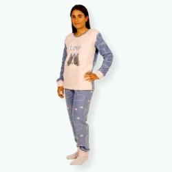 P64 -Pijama mujer polar bordado Modelo KING CAT