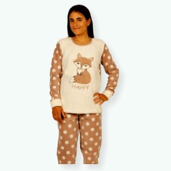 P58 -Pijama mujer polar bordado Modelo HAPPY CAT