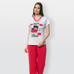 Pijama mujer verano camiseta manga corta y pantalón largo Happy Bear