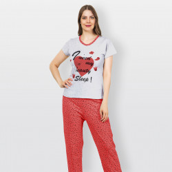 Pijama barato de primavera para mujer, con manga corta pantalón largo 100% algodón modelo Need